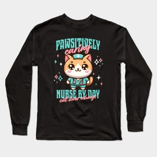 Cute Cat Lover Registered Nurse Long Sleeve T-Shirt